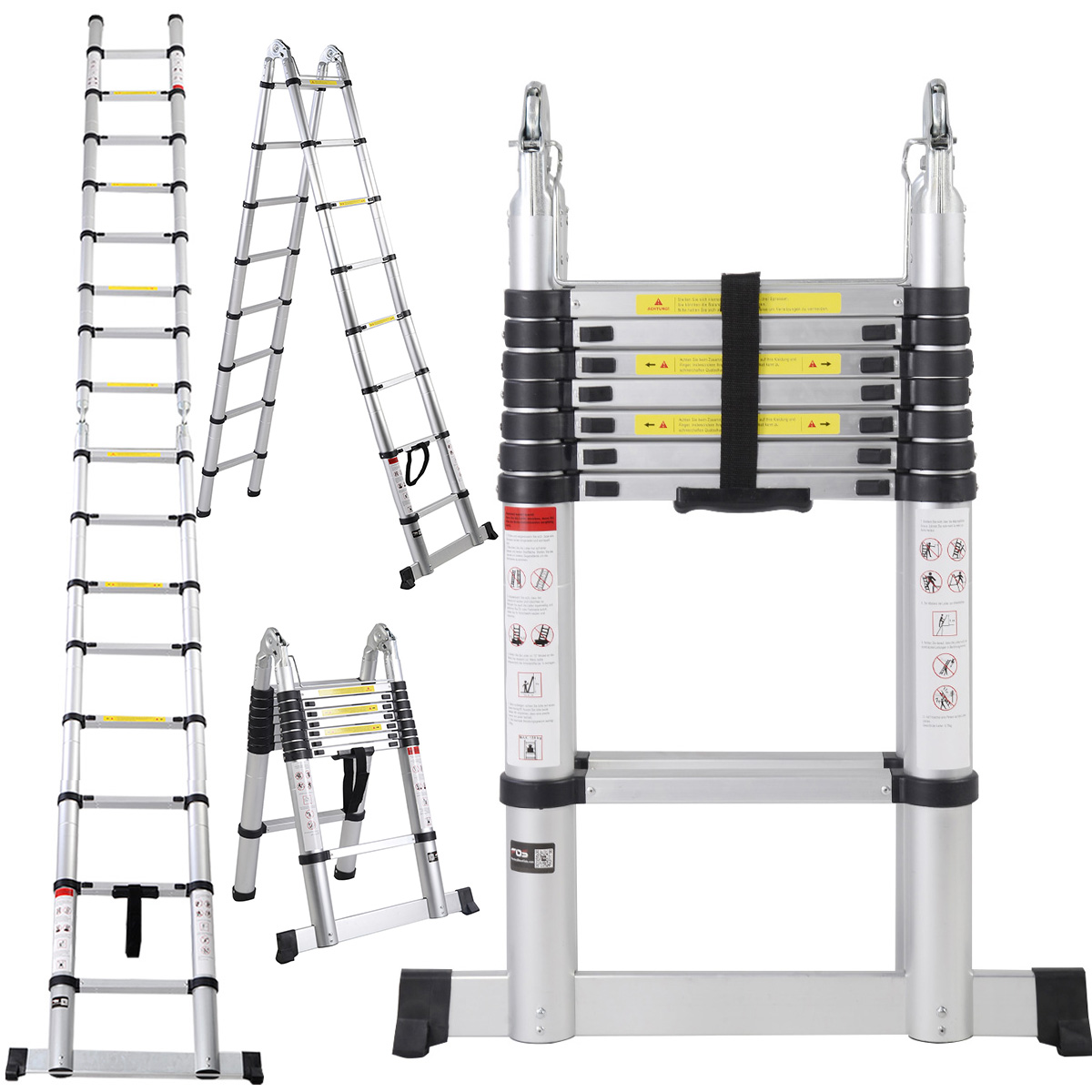EN131 16.5FT Aluminum Telescoping Telescopic Extension Ladder Tall