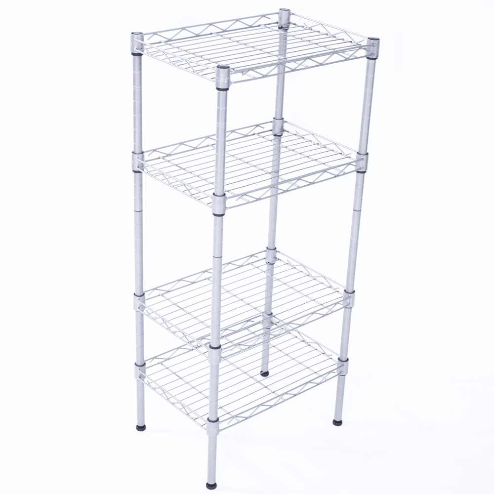 4 Tier Wire Shelving Steel Rack Shelf Adjustable Unit Garage Kitchen Storage Ebay Wire Shelving Installation Template
