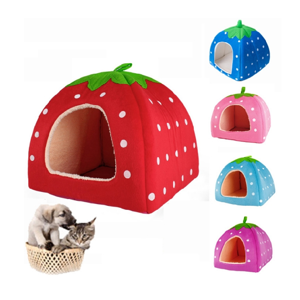 Soft Strawberry Pet Dog Cat Bed House Kennel Doggy Warm Cushion Basket