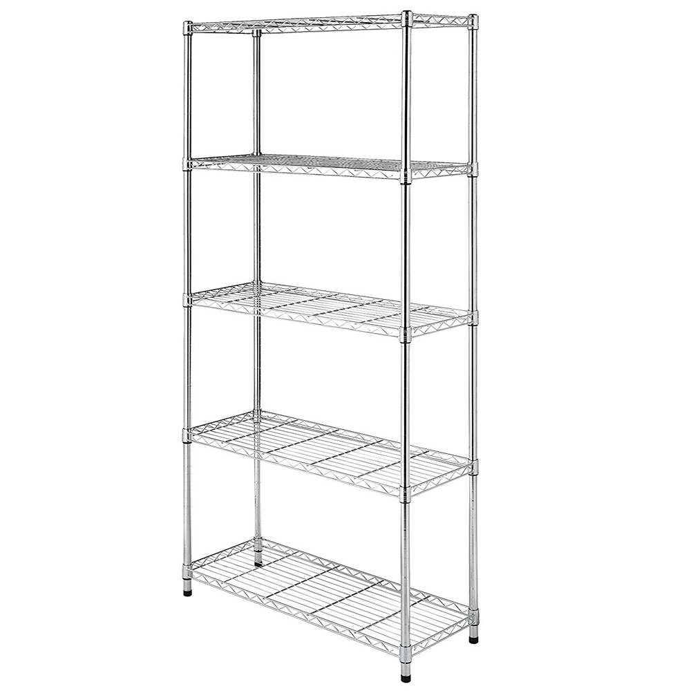 Chrome Black 5 Shelf Steel Wire Tier Layer Shelving 72x36x14 Quot Storage Rack Ebay Wire Shelving Installation Template