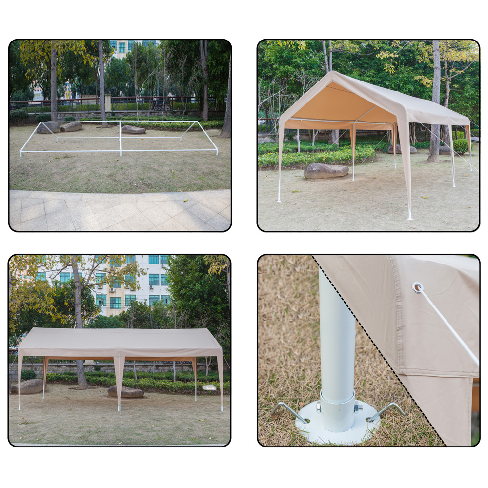 10 X 20 Steel Frame Canopy Shelter Portable Carport Car Garage W