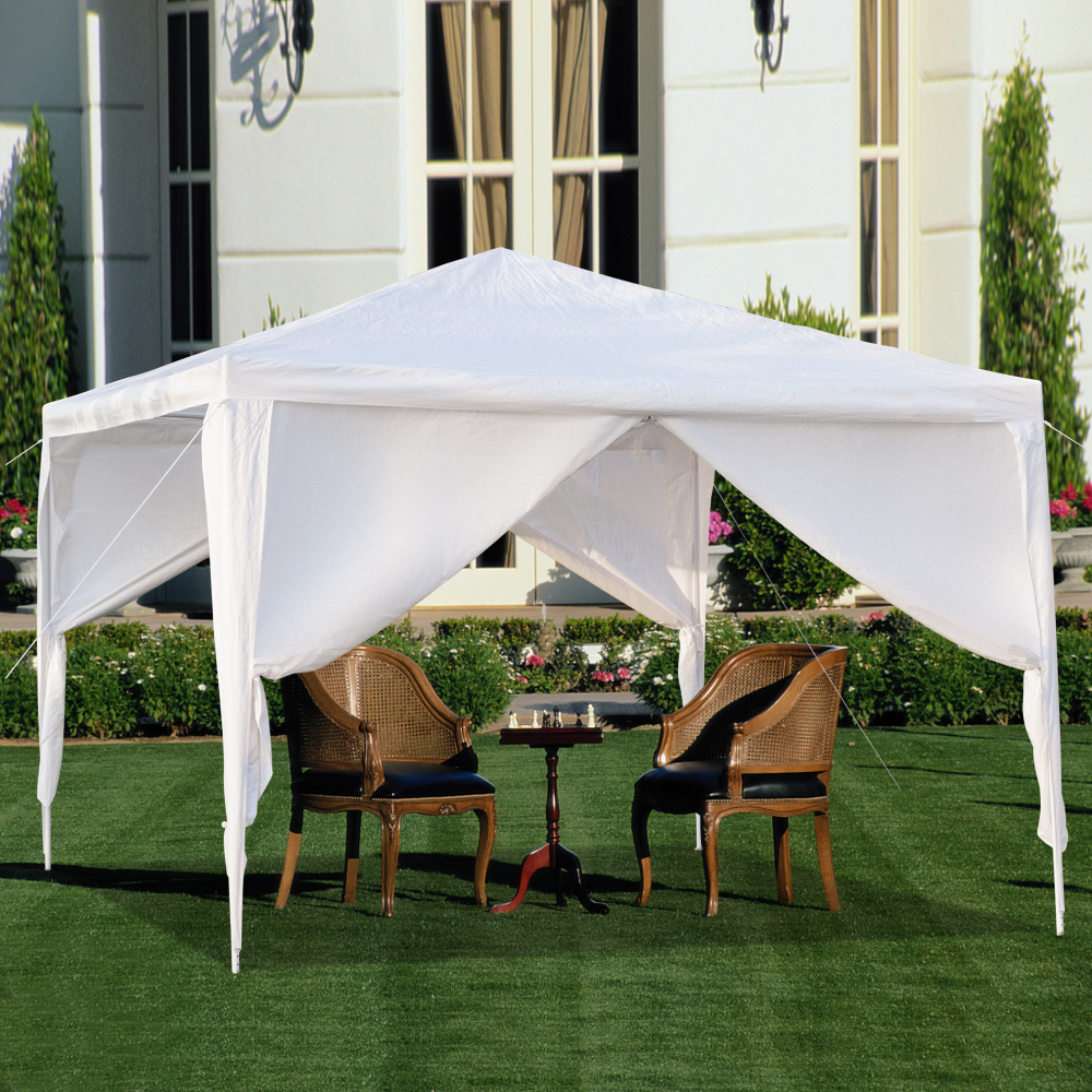 10'x 10' White Gazebo Canopy Beach Tent Party Sun Shade Pavilion Cater