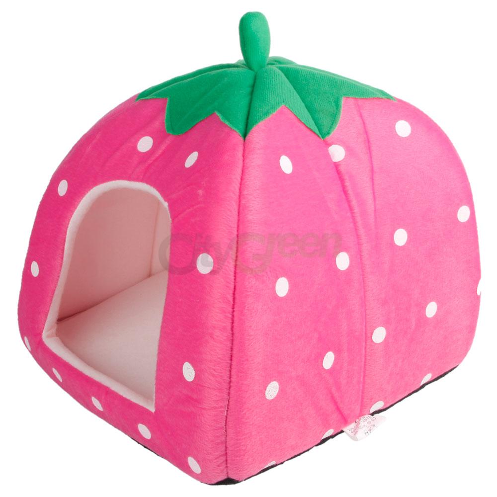 Soft Strawberry Pet Dog Cat Bed House Kennel Doggy Warm Cushion Basket
