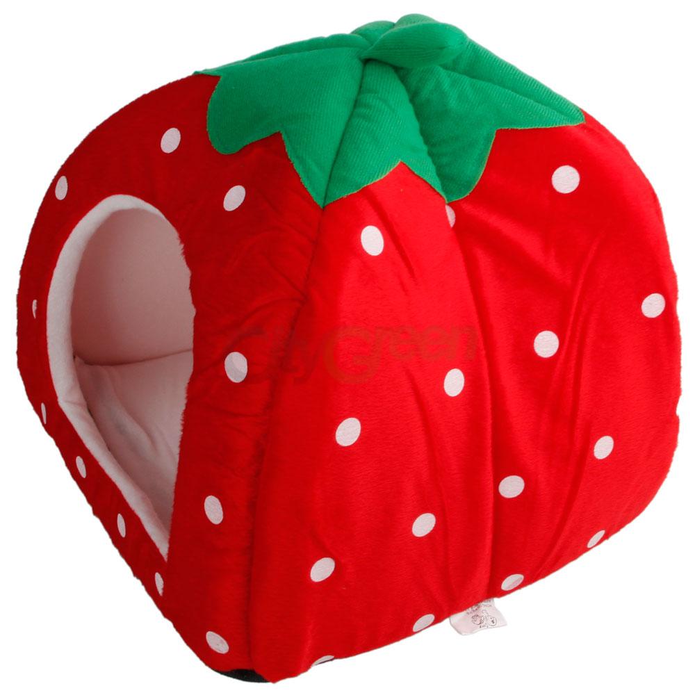 Soft Strawberry Pet Dog Cat Bed House Kennel Doggy Warm Cushion Basket